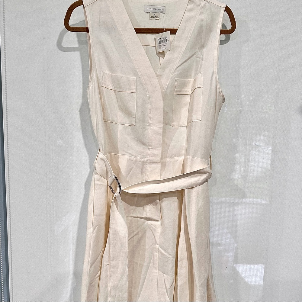Club Monaco NEW Day-to-Night Sleeveless Linen Blend Mini Dress Size 8 in White
